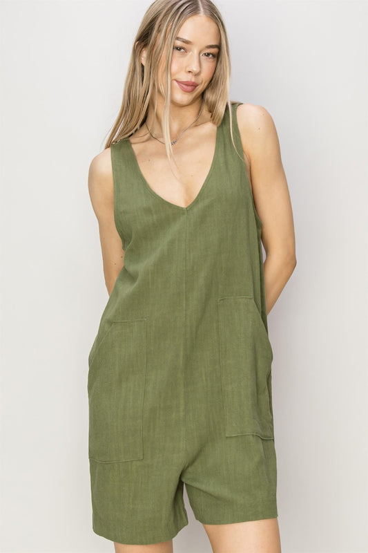 HYFVE V-Neck Sleeveless Romper with Pockets