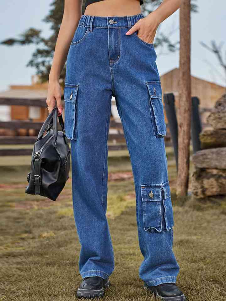 Straight Leg Cargo Jeans