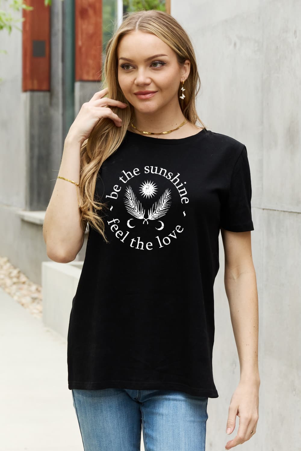 Simply Love BE THE SUNSHINE FEEL THE LOVE Graphic Cotton Tee