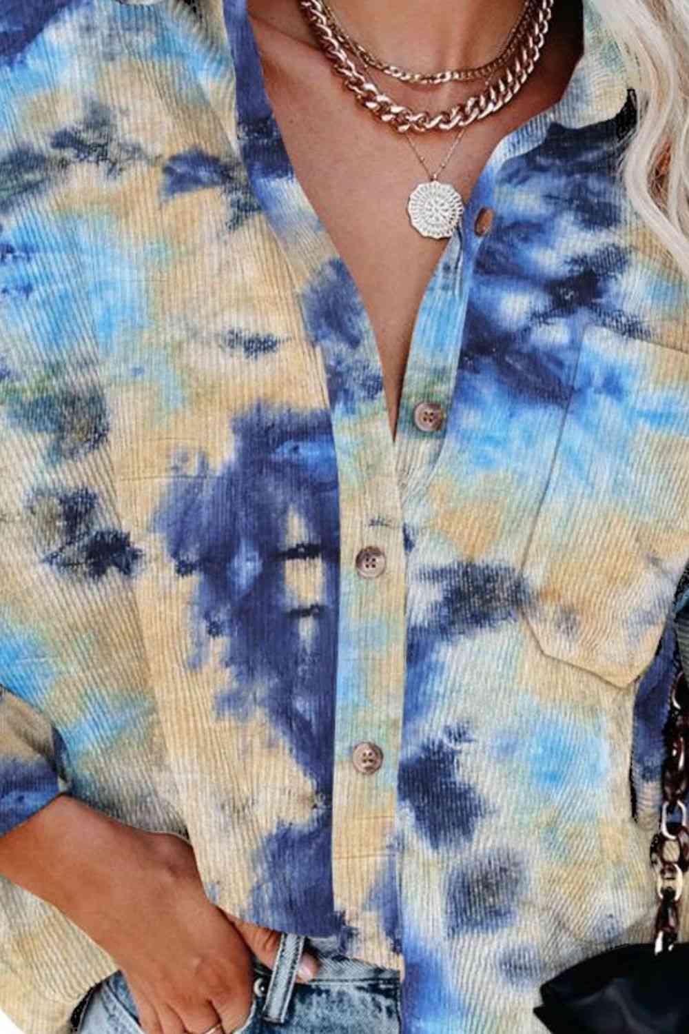 Tie-Dye Button Up Collared Neck Shirt