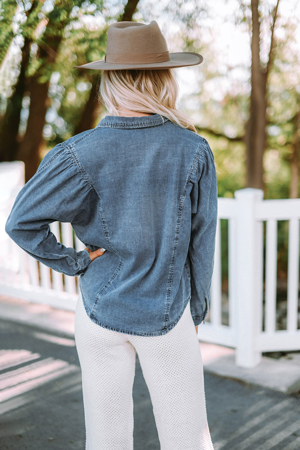 Button Down Collared Denim Jacket