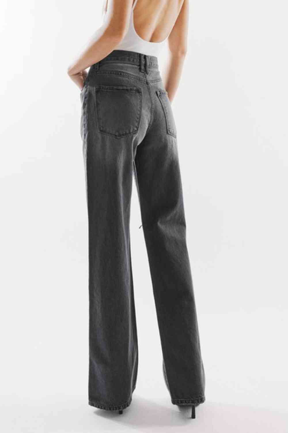 Kancan High Waist Distressed Knee Jeans