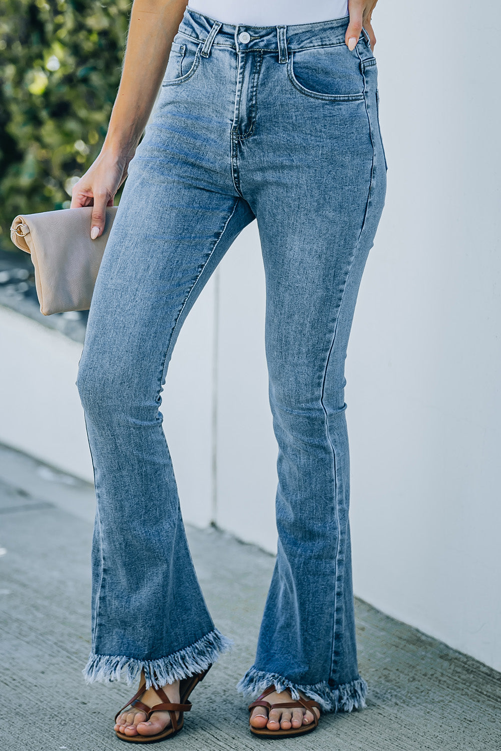 Frayed Hem Flare Jeans